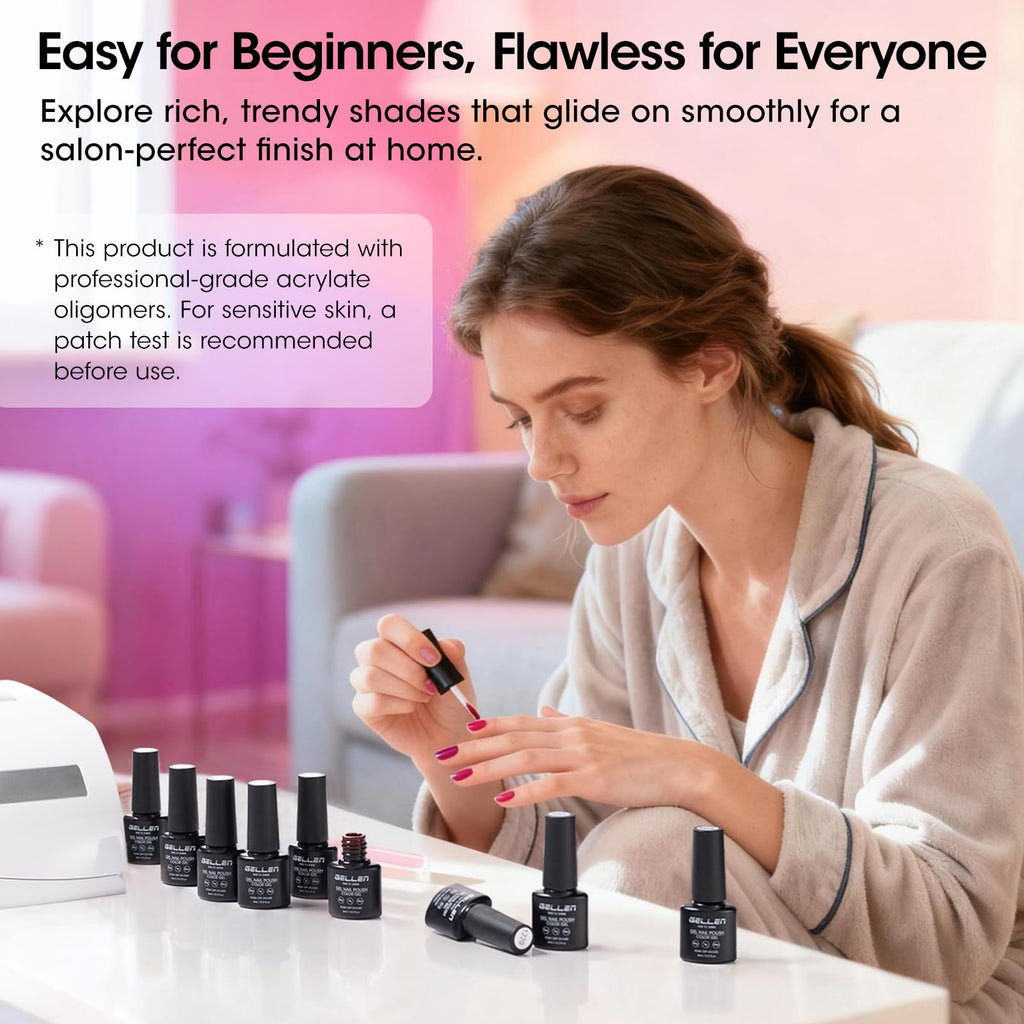 GELLEN 24-Piece Gel Polish Set – 20 Colors, Base Coat, Glossy & Matte Top Coats, Cat-Eye Magnetic Finish (3-Free)