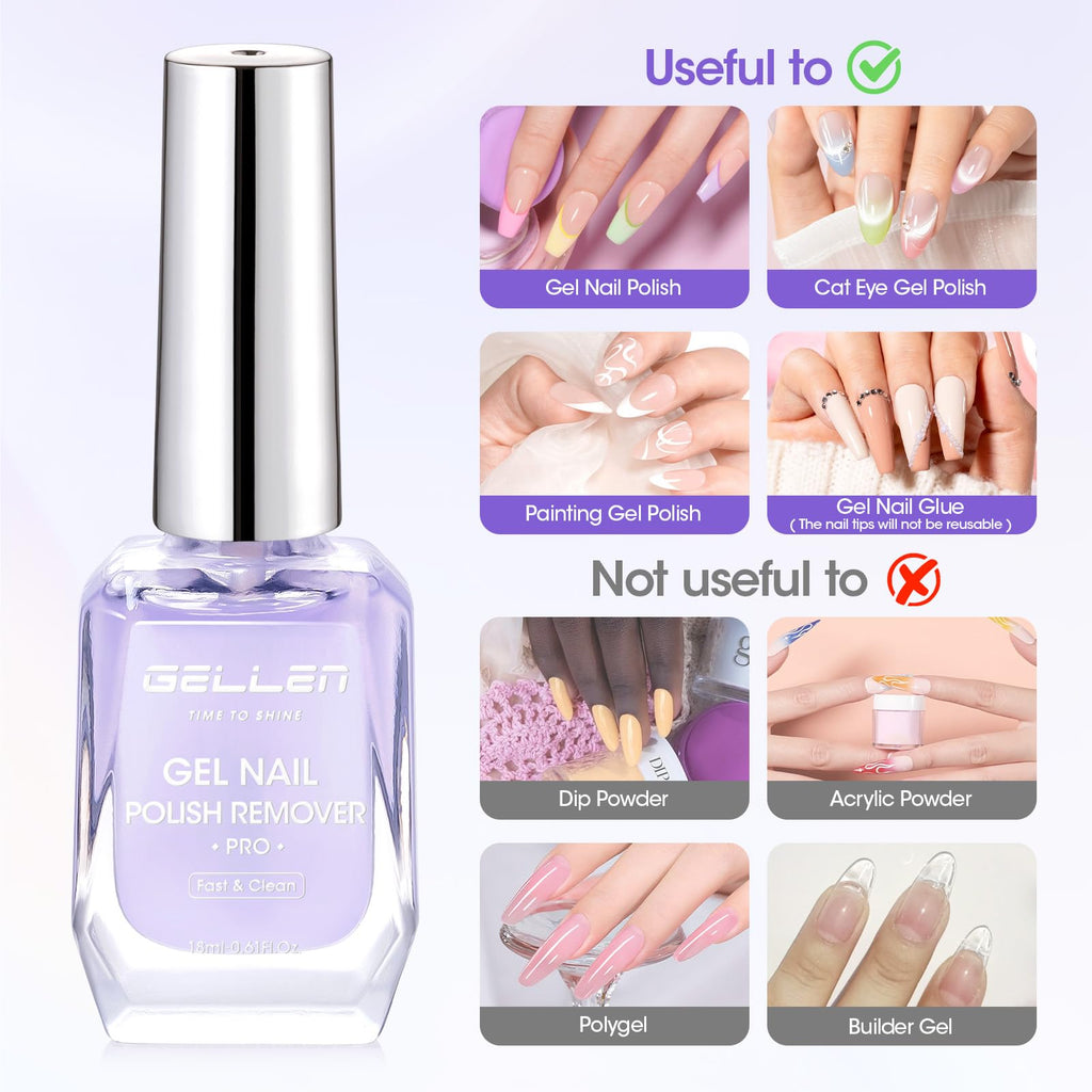 Gellen Gel Remover Pro Kit — Fast 2-5 Minute Gel Nail Removal with Peelable Latex Shield
