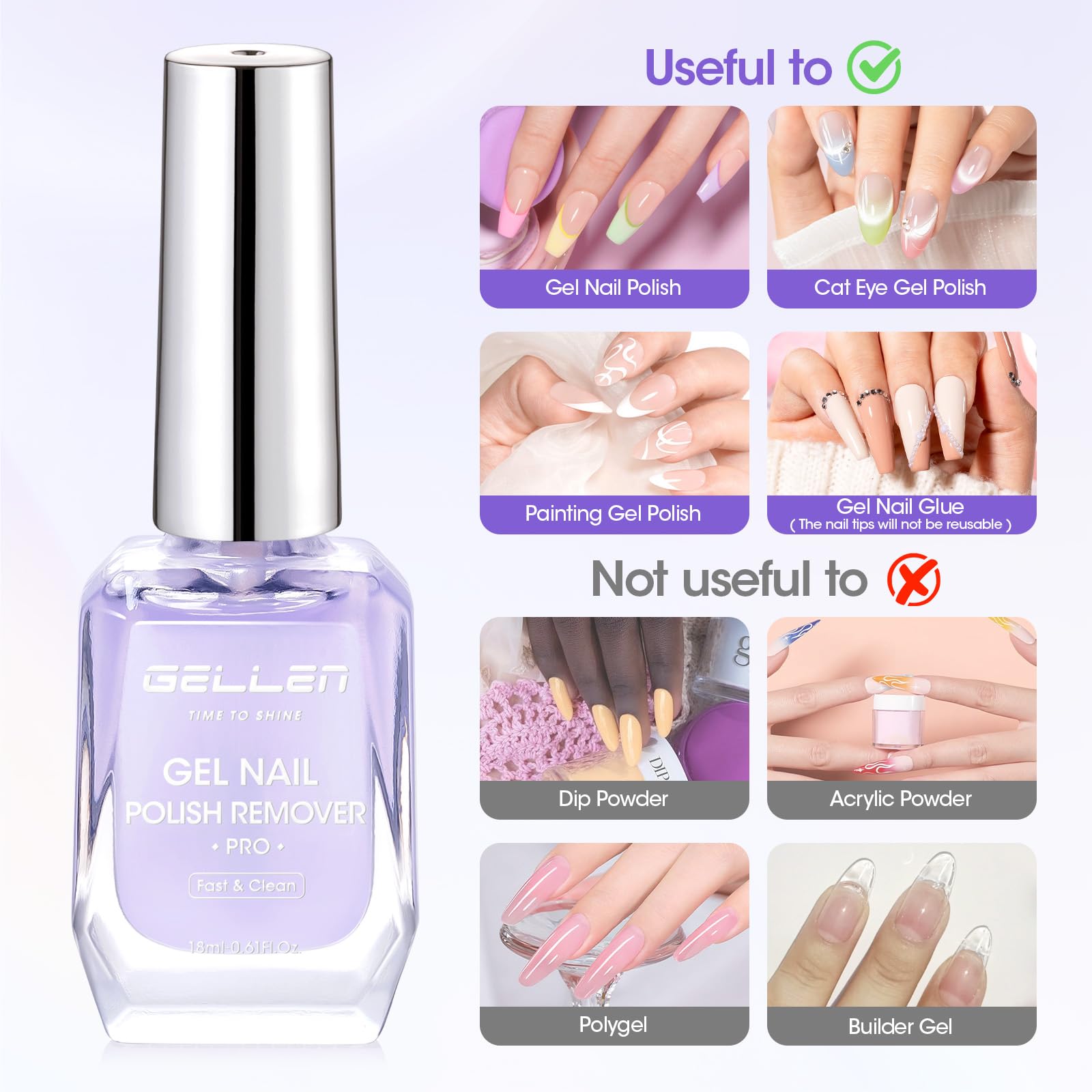 Gellen Gel Remover Pro Kit — Fast 2-5 Minute Gel Nail Removal with Peelable Latex Shield