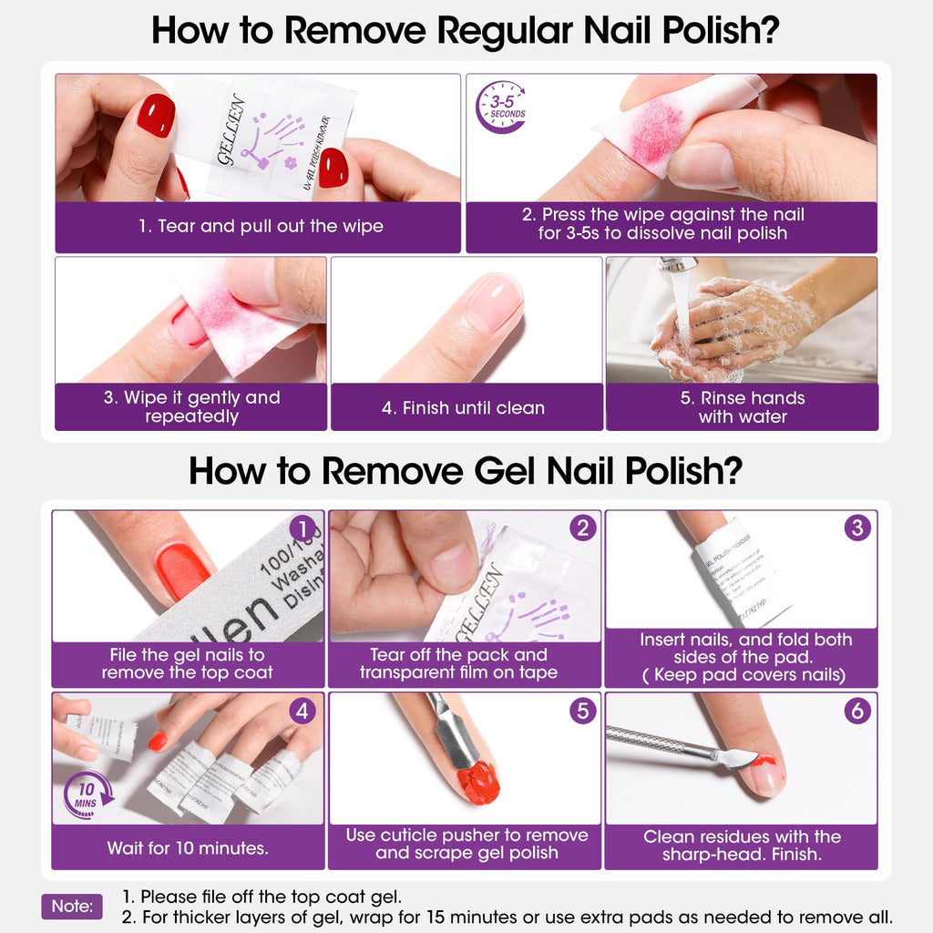 GELLEN Gel Polish Remover Pad Kit – 400 Pack, Acetone Pads + Alcohol Wipes, Travel Ready