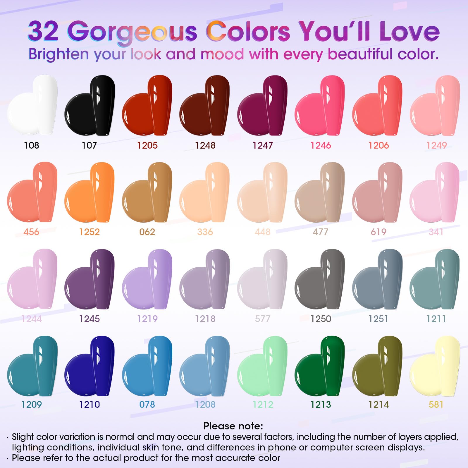 GELLEN 71-Piece Gel Nail Kit with 54W UV/LED Lamp — 32 Colors, Base & Top Coats, Home Salon Pro Set