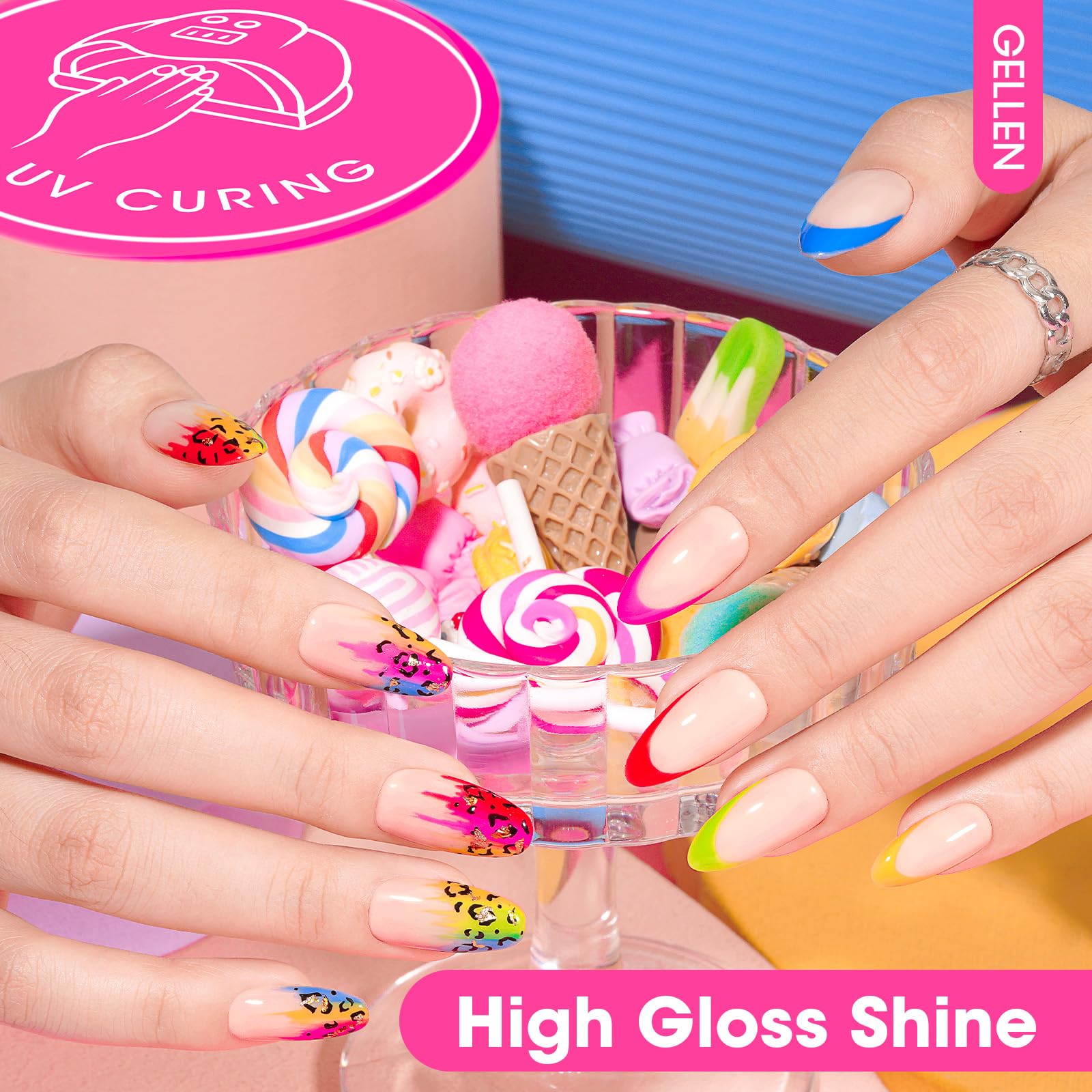 GELLEN Gel Nail Polish Kit – 6-Color Rainbow Set for DIY Manicure