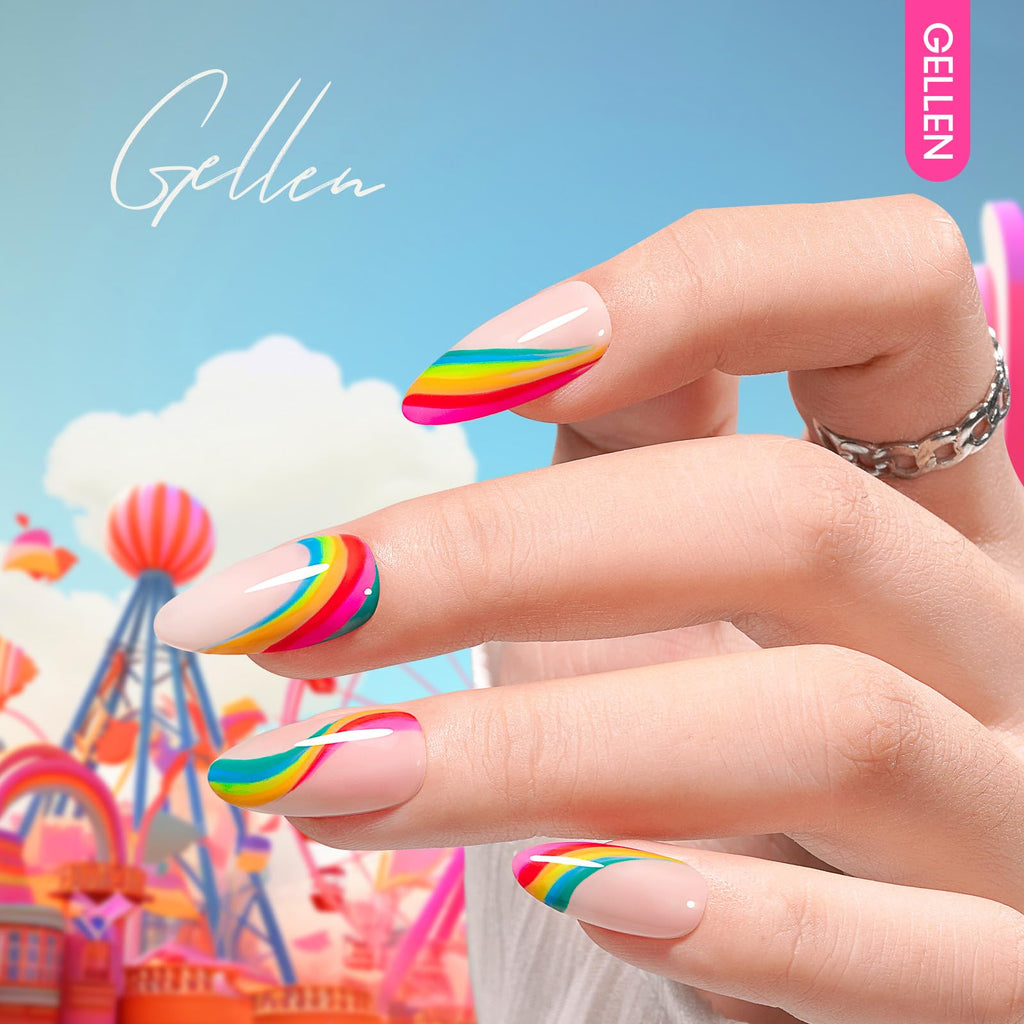 GELLEN Gel Nail Polish Kit – 6-Color Rainbow Set for DIY Manicure