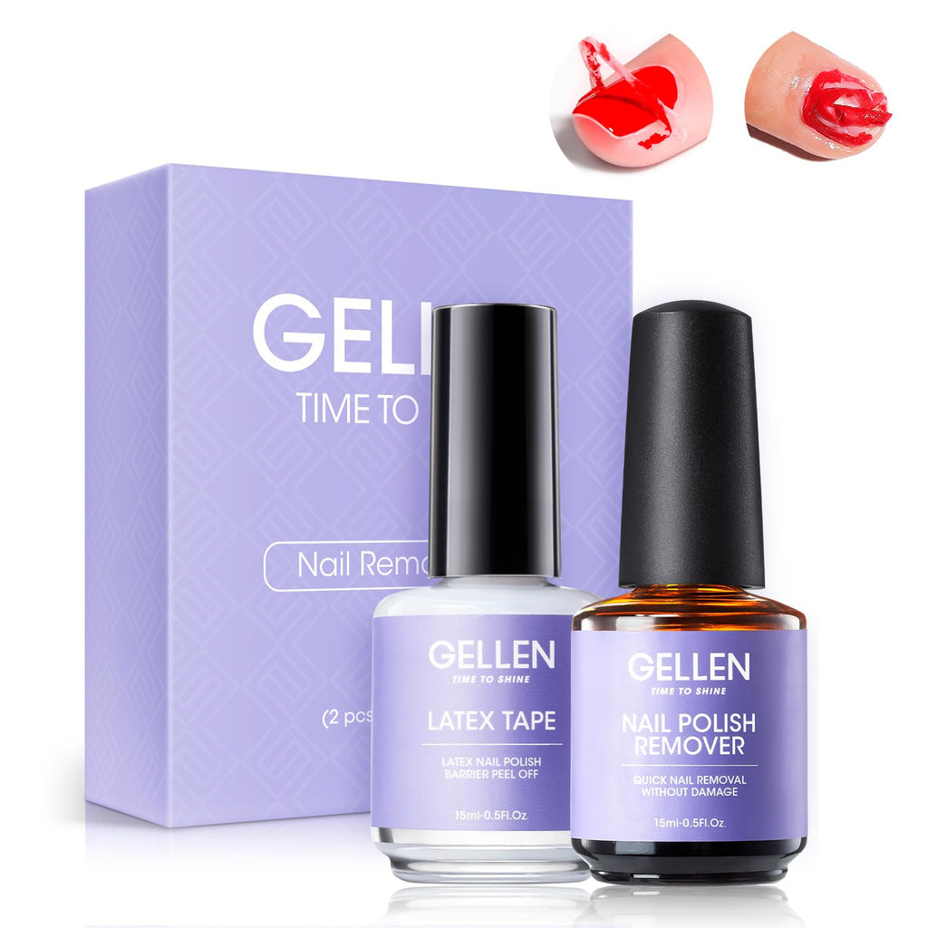 GELLEN Gel Nail Polish Remover Kit – Gentle Gel Remover & Latex Barrier Tape