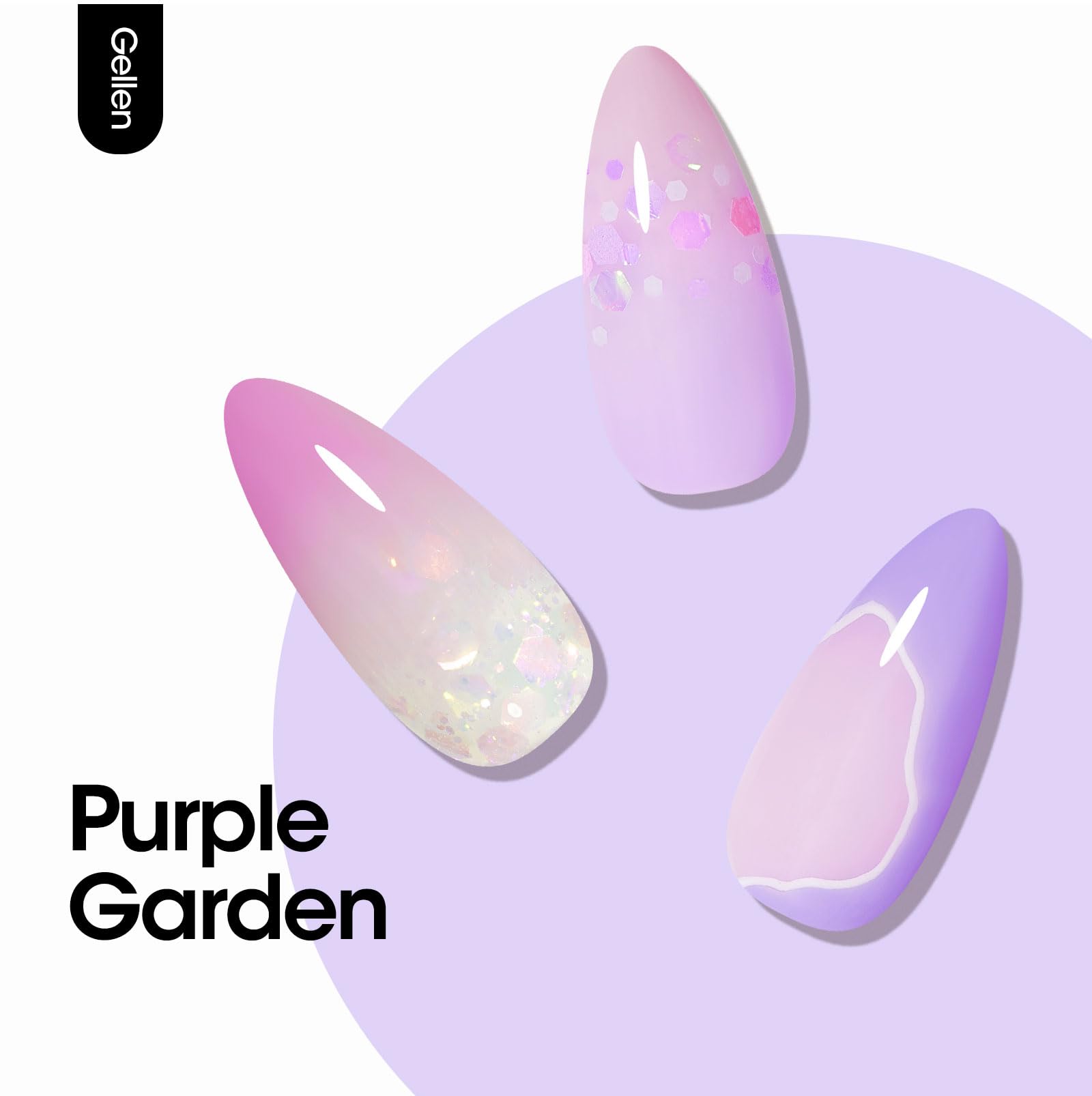 GELLEN Gel Nail Polish Set — 6 Colors: Royal Purple, Pink, Lavender for DIY Manicure