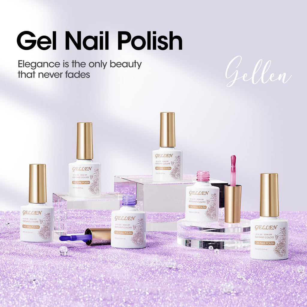GELLEN Gel Nail Polish Set — 6 Colors: Royal Purple, Pink, Lavender for DIY Manicure