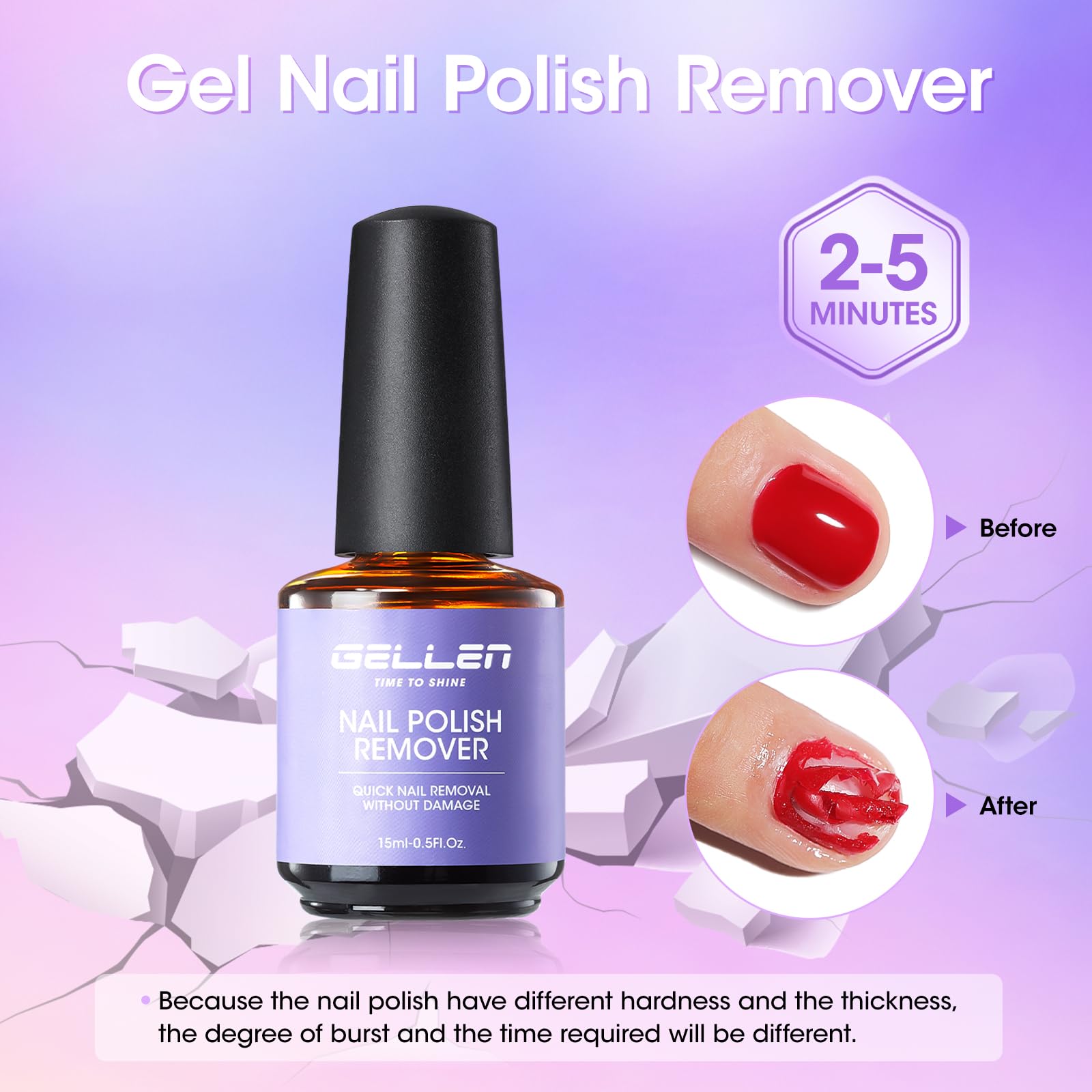 GELLEN Gel Nail Polish Remover Kit – 2-Pack Quick Gel Removal in 3-5 Minutes (No Foil Needed)
