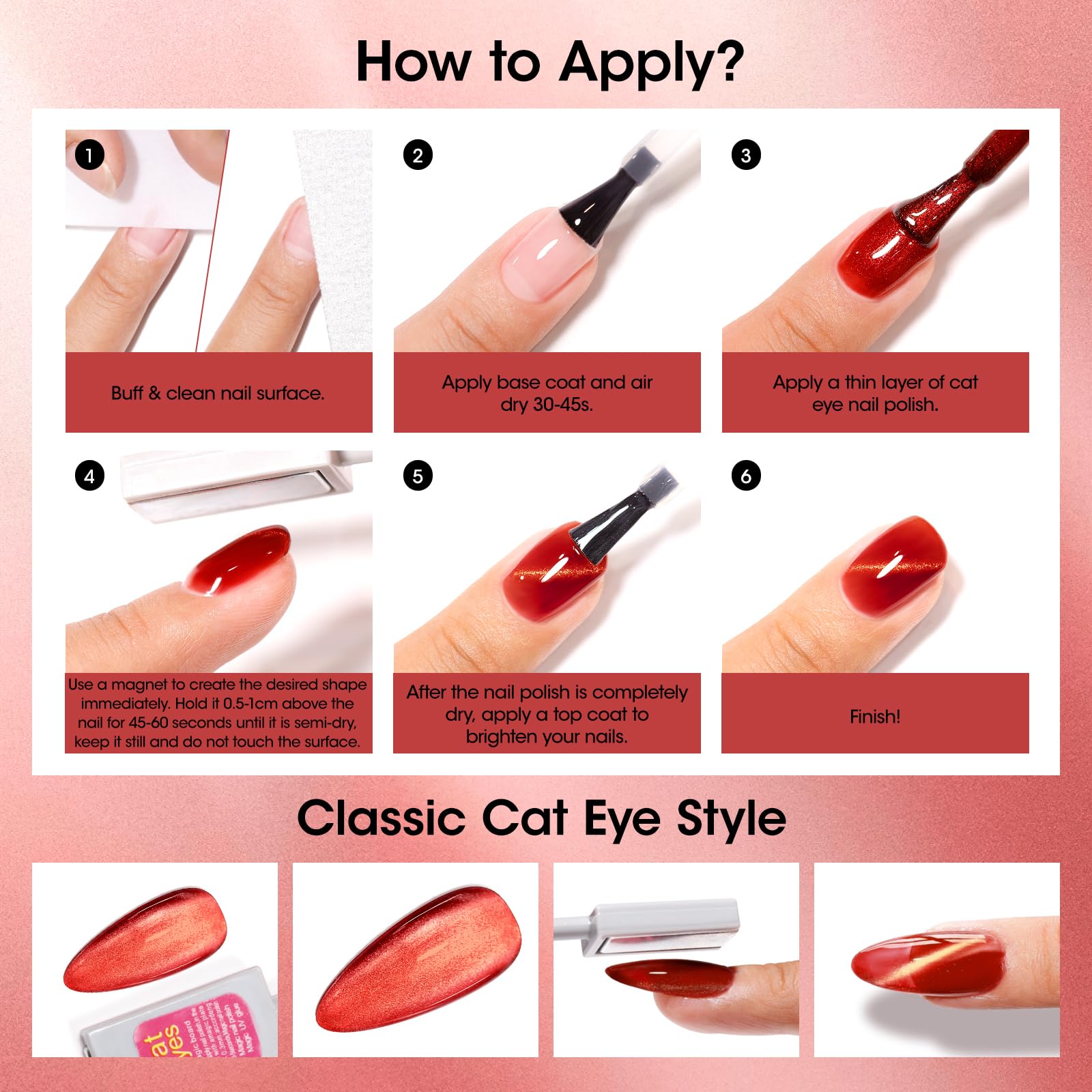 GELLEN Quick Dry Cat Eye Nail Polish Kit – Magnetic 3D Shimmer (Valentines Gift)