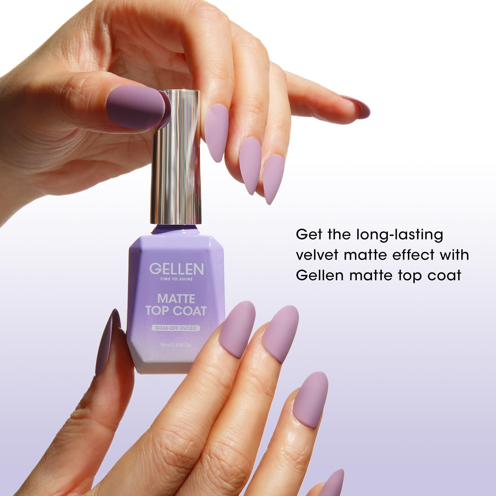 GELLEN Gel Base Coat & Top Coat Set – 4x18ml, Matte/Glossy/Glitter Top Coats for Soak-Off Gel Nails