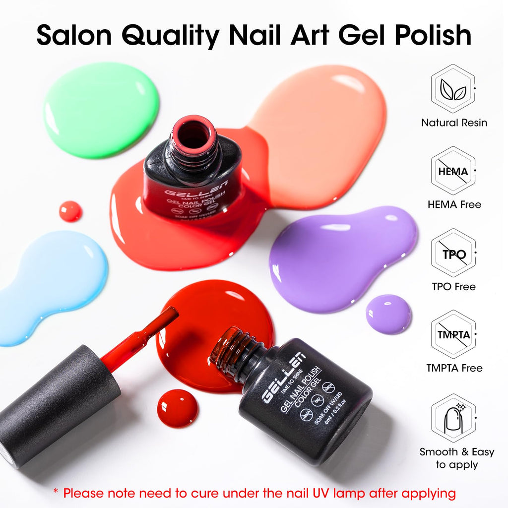 GELLEN 24-Piece Gel Polish Set – 20 Colors, Base Coat, Glossy & Matte Top Coats, Cat-Eye Magnetic Finish (3-Free)