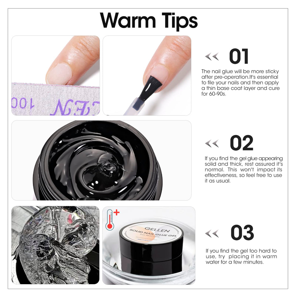 Gellen 2pc Solid Nail Glue Set – 15g Each, Clear, Quick Cure