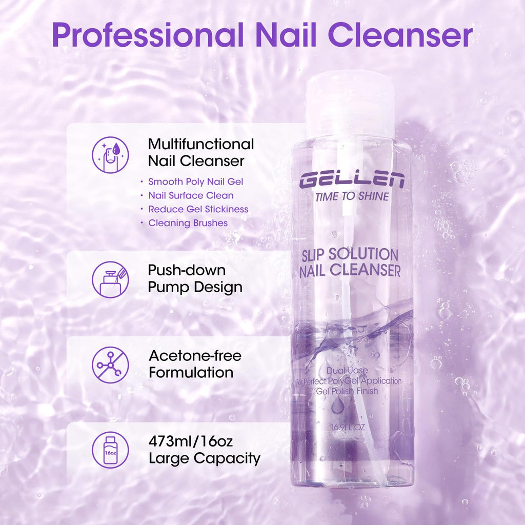 GELLEN 16oz Multi-Purpose Nail Cleanser – Pump Bottle for Nail Prep, Residue Removal & High Shine