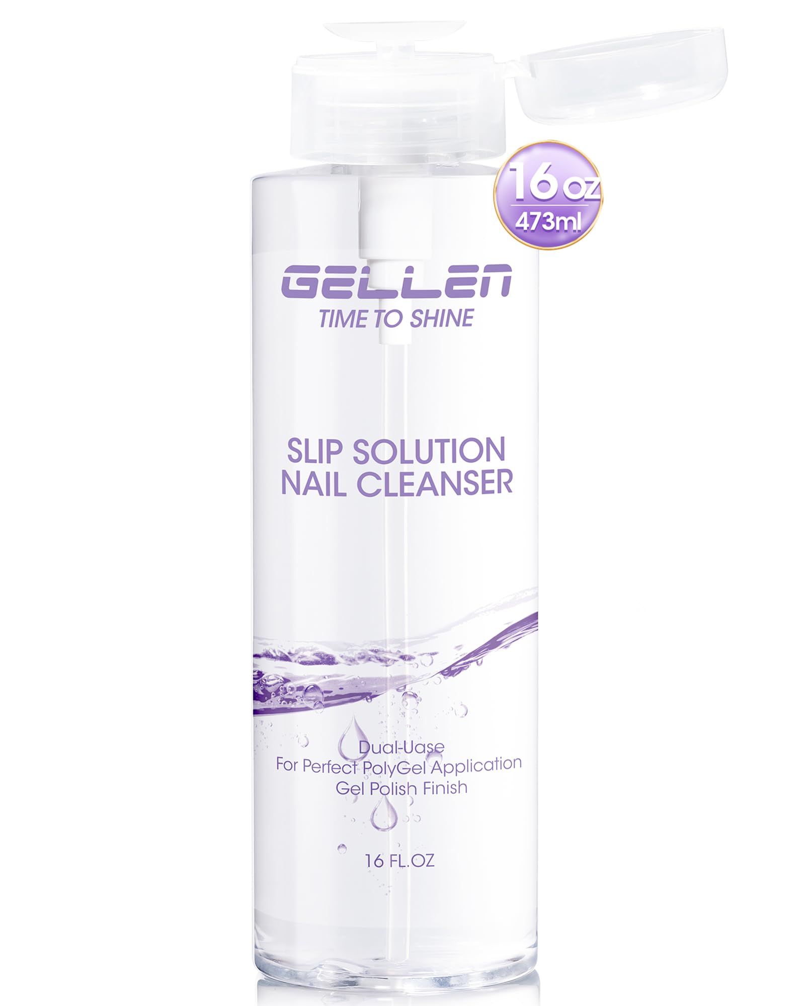 GELLEN 16oz Multi-Purpose Nail Cleanser – Pump Bottle for Nail Prep, Residue Removal & High Shine