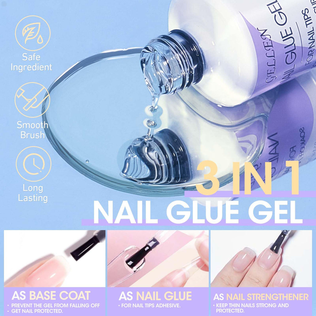 GELLEN Gel Nail Kit – 240 Tips, 12 Sizes, Stiletto/Almond, UV Lamp, Glue Gel