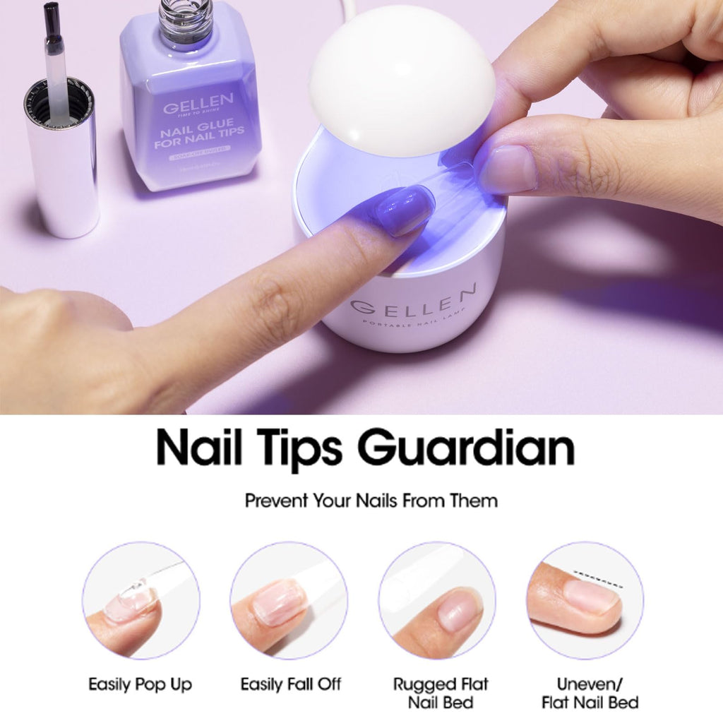 GELLEN 2 Pcs Gel Nail Glue – 4 in 1 UV Extension Glue for Tips, Base Coat & Rhinestones