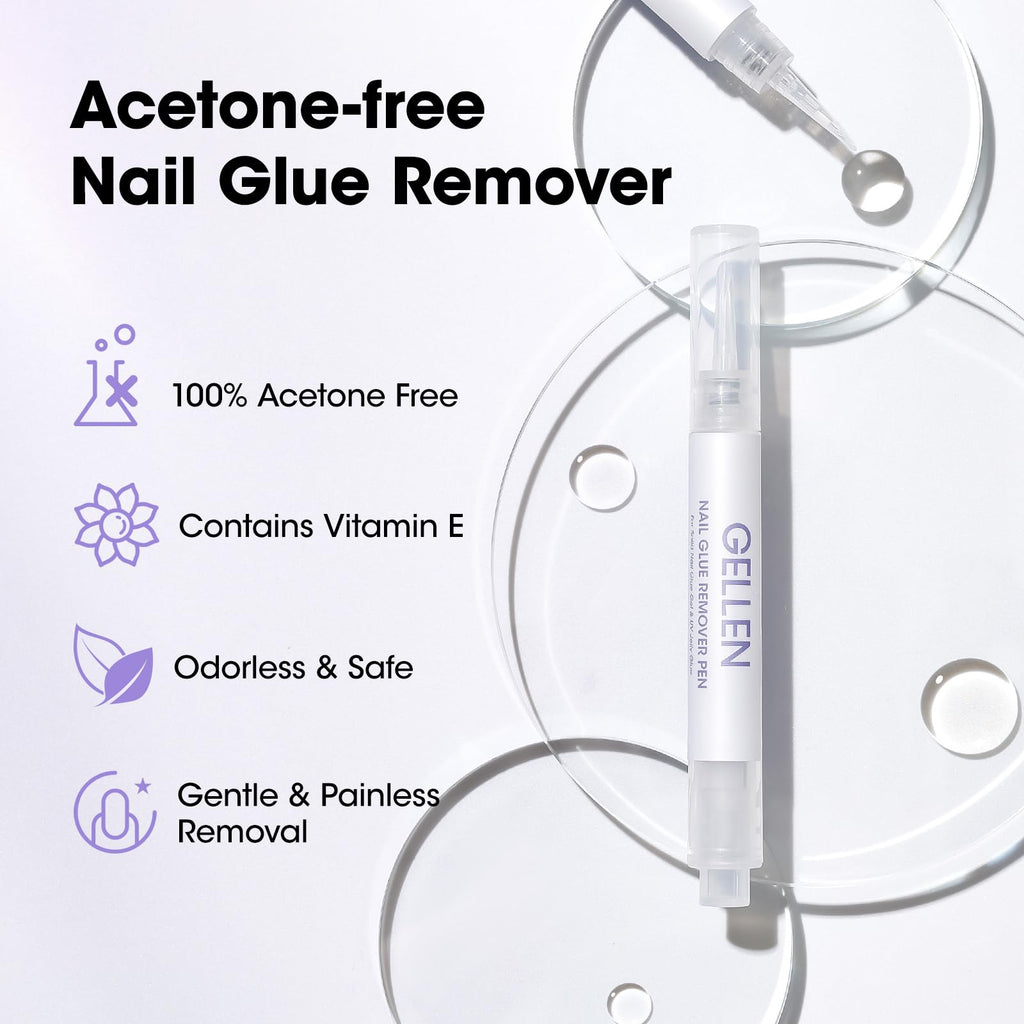 Gellen Nail Glue Remover Pen 5 Pcs – Acetone-Free Quick Removal for Press-On Nails