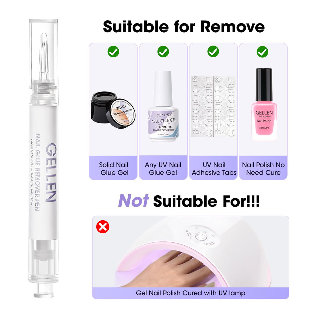 Gellen Nail Glue Remover Pen 5 Pcs – Acetone-Free Quick Removal for Press-On Nails