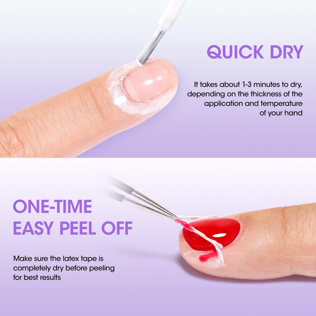 GELLEN Latex Tape for Nails | Peel-Off Cuticle Barrier, Fast-Drying Nail Art Protector (2×15ml)