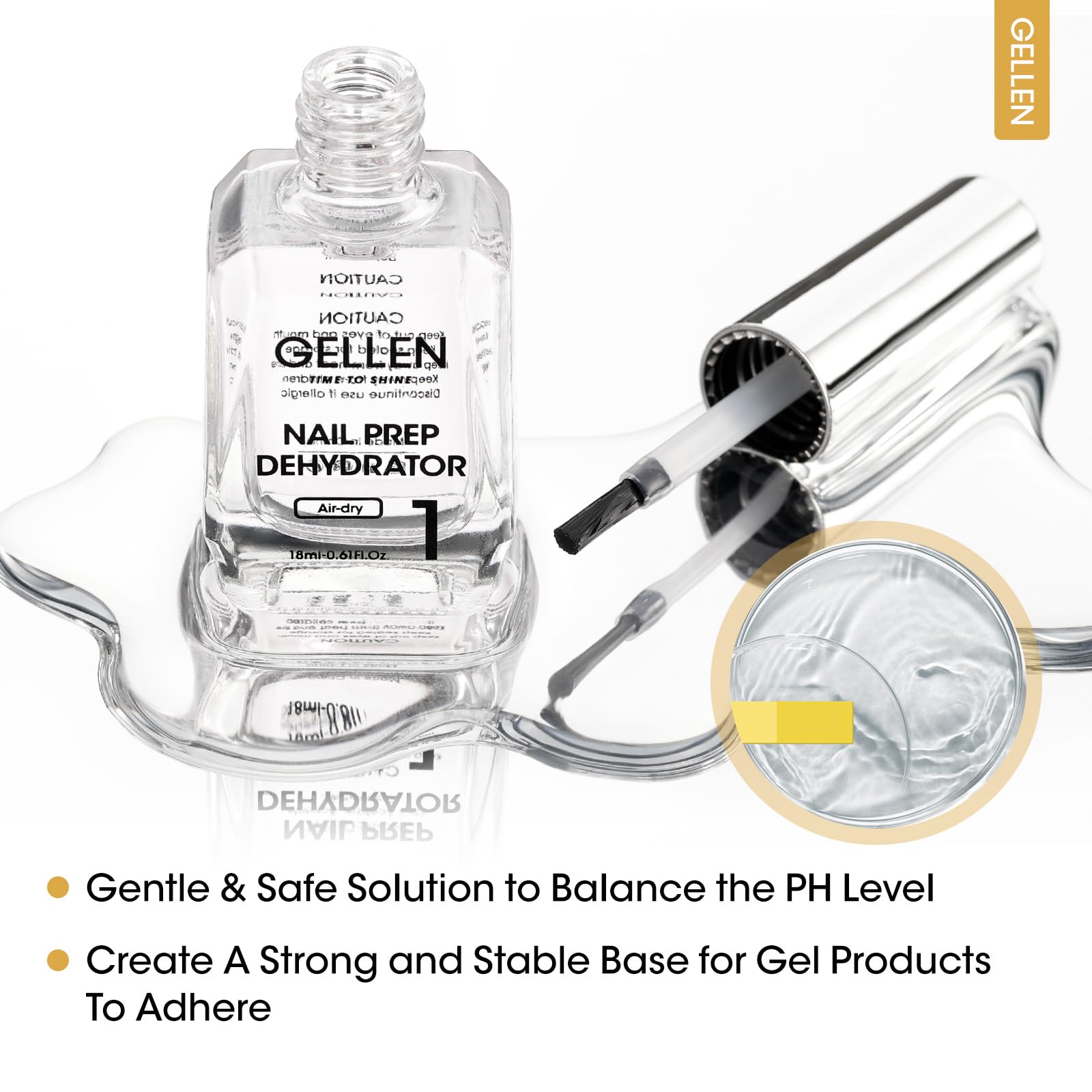 GELLEN Nail Dehydrator, Primer & Cuticle Oil 18ML – HEMA-Free Acid-Free Nail Prep Kit for Gel Polish & Acrylics