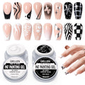 GELLEN Nail Painting Gel 2Pcs 8g – Black & White No-Wipe Nail Art Gel for Liner, Florals & French