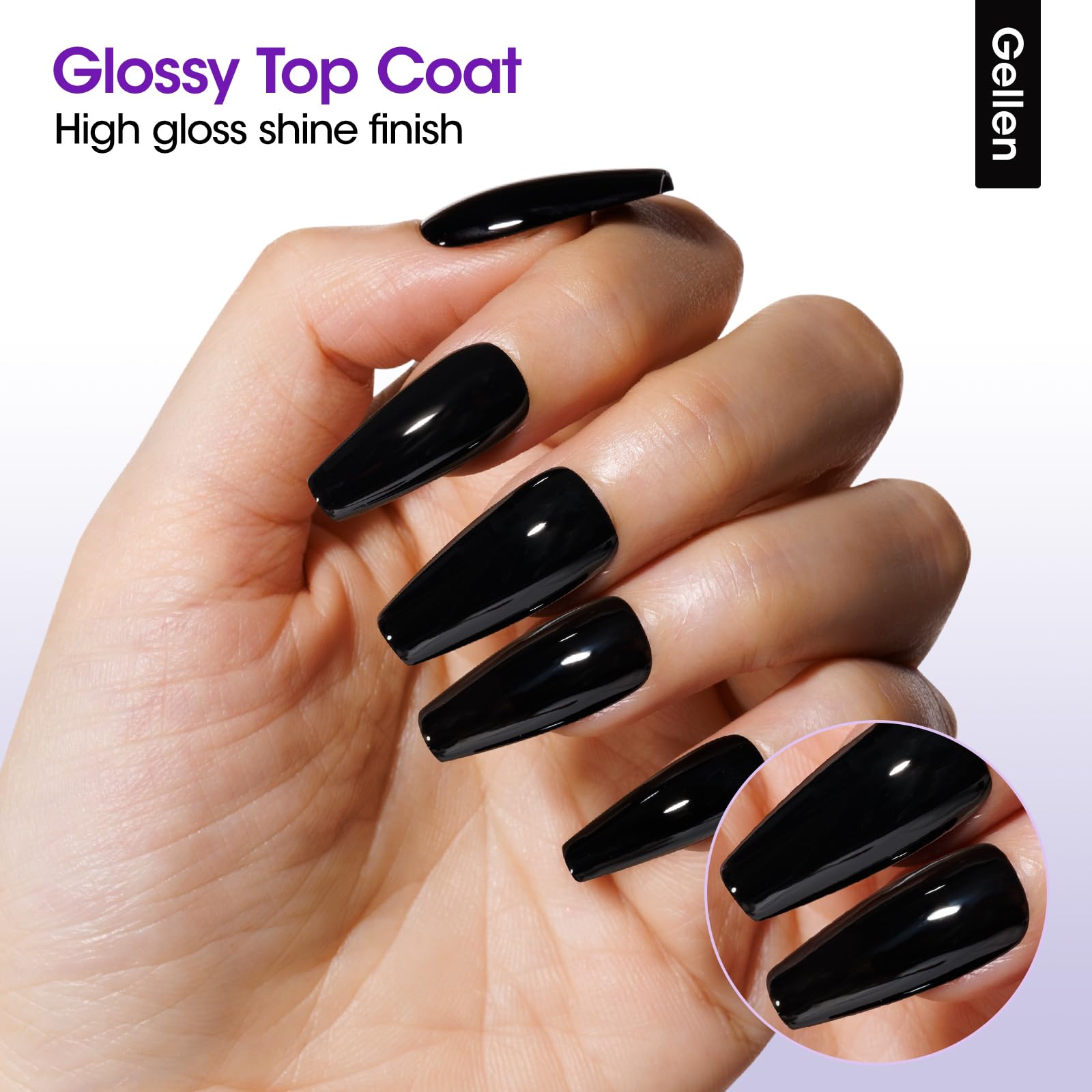 GELLEN Gel Base Coat & Top Coat Set – 4x18ml, Matte/Glossy/Glitter Top Coats for Soak-Off Gel Nails