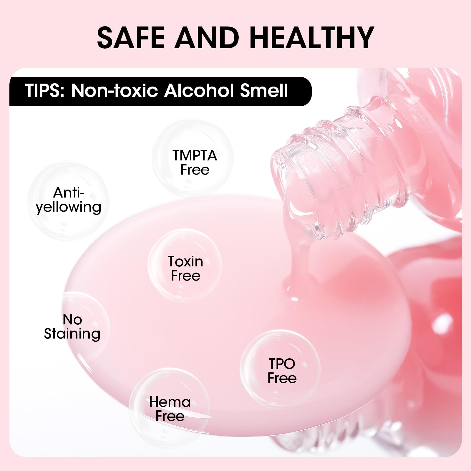 GELLEN Clear Nail Polish Ridge Filling Base Coat – Sheer Milky Pink, HEMA/TPO Free, Nourishing Ridge Filler