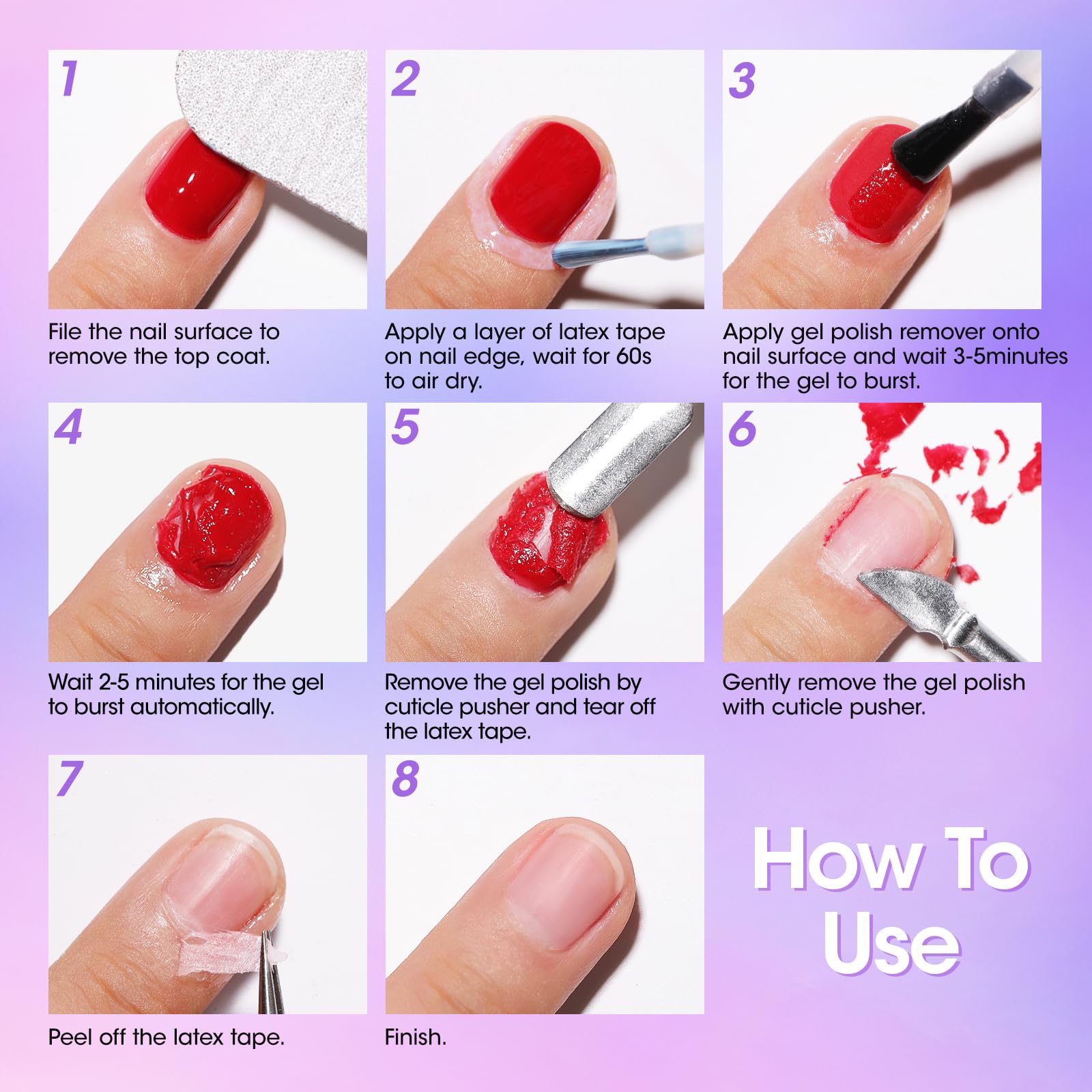 GELLEN Gel Nail Polish Remover Kit – 2-Pack Quick Gel Removal in 3-5 Minutes (No Foil Needed)