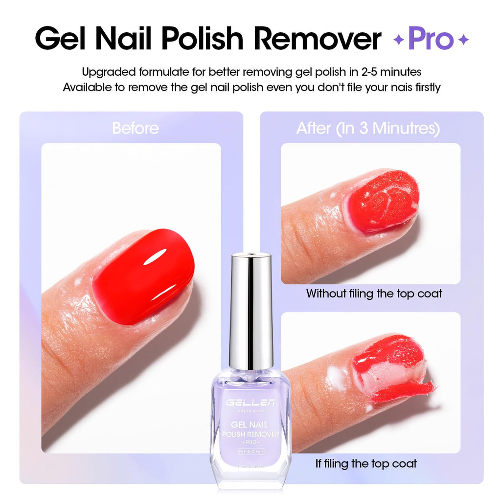 Gellen Gel Remover Pro Kit — Fast 2-5 Minute Gel Nail Removal with Peelable Latex Shield