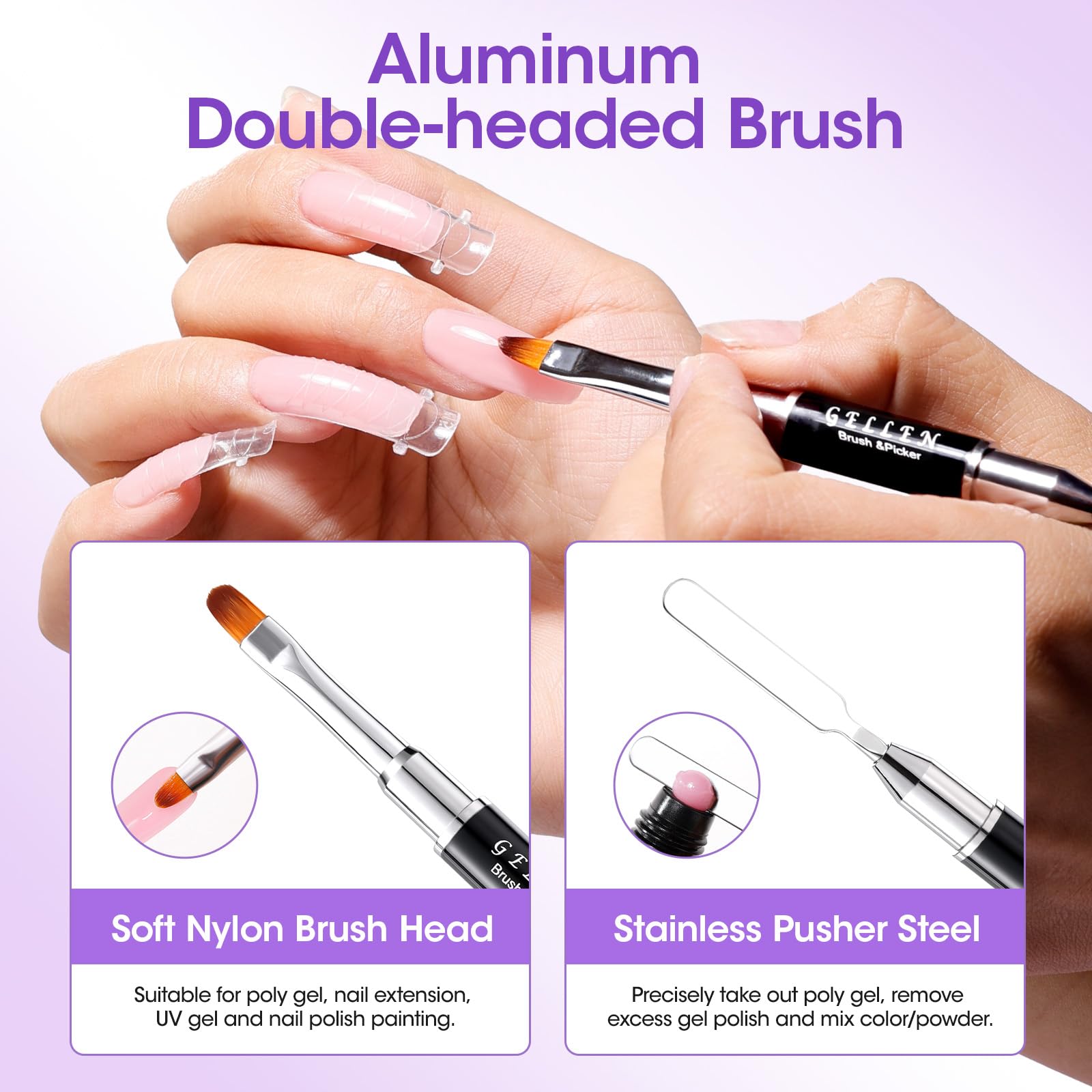 GELLEN 473ml Slip Solution for Polygel Nails with Pump Bottle – Nail Brush Included