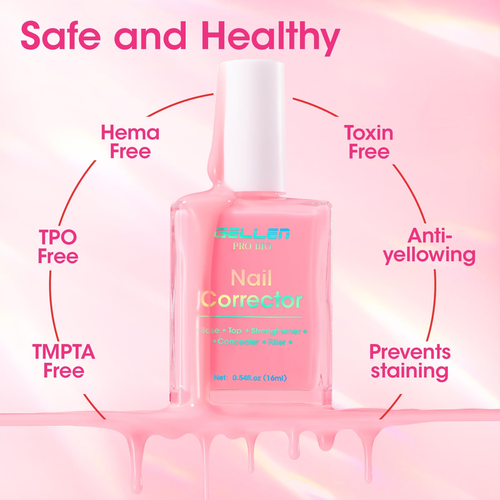 GELLEN PRO BIO 5-in-1 Nail Strengthener & Growth | Clear Pink Tint