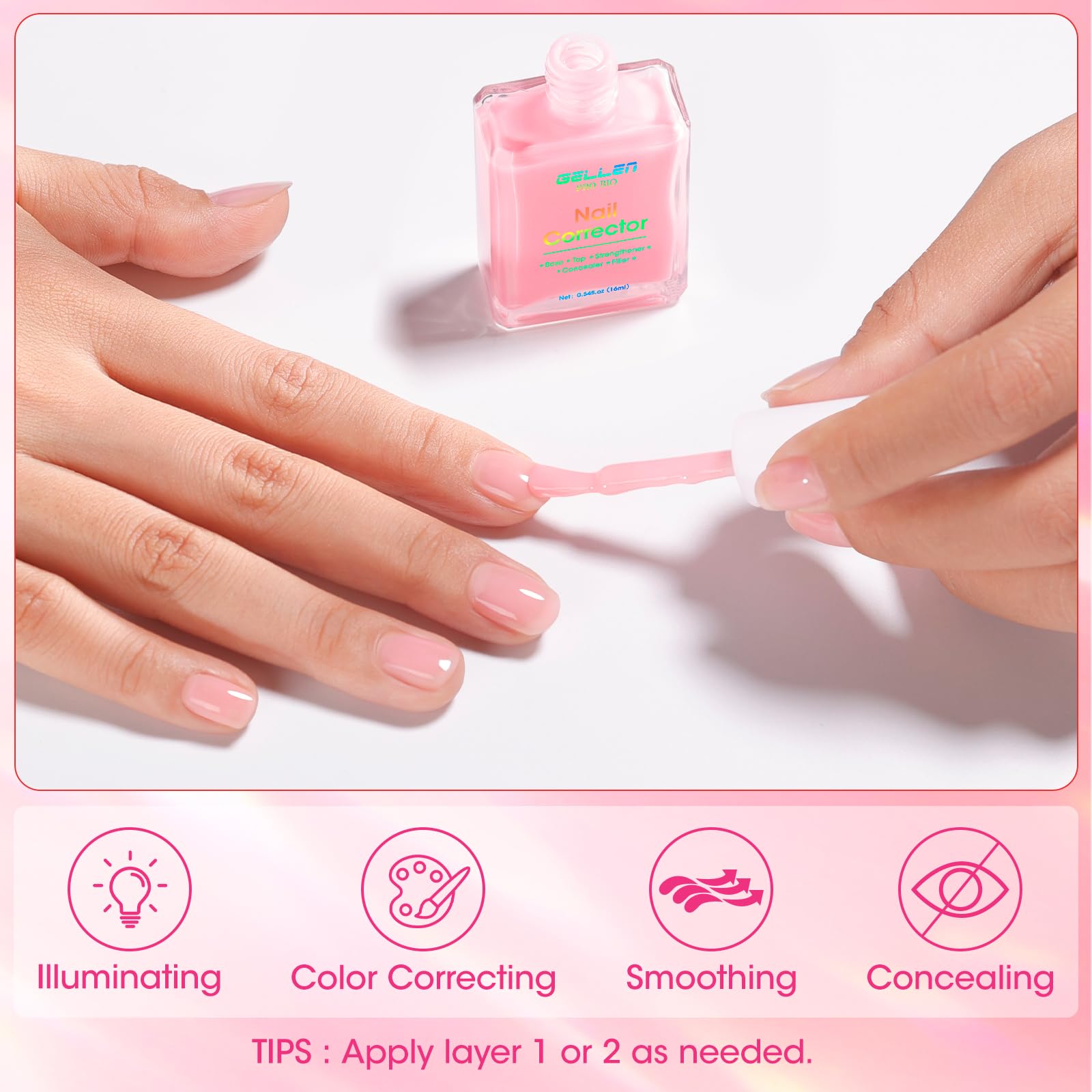 GELLEN PRO BIO 5-in-1 Nail Strengthener & Growth | Clear Pink Tint