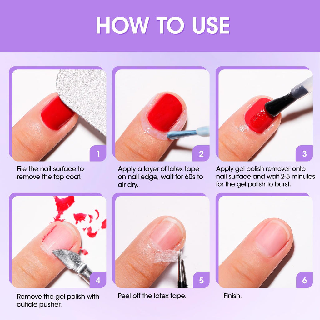 GELLEN Gel Nail Polish Remover Kit – Gentle Gel Remover & Latex Barrier Tape