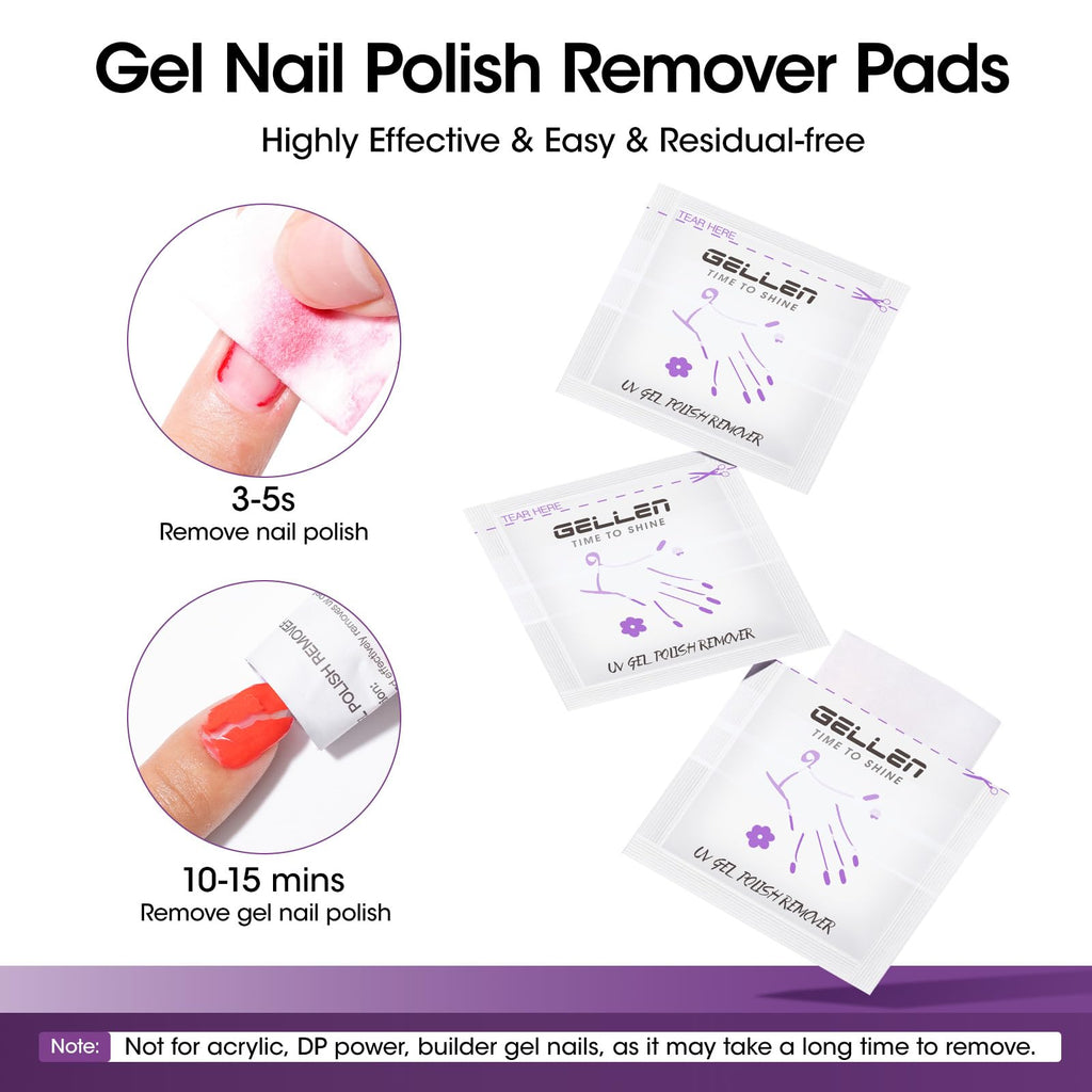 GELLEN Gel Polish Remover Pad Kit – 400 Pack, Acetone Pads + Alcohol Wipes, Travel Ready