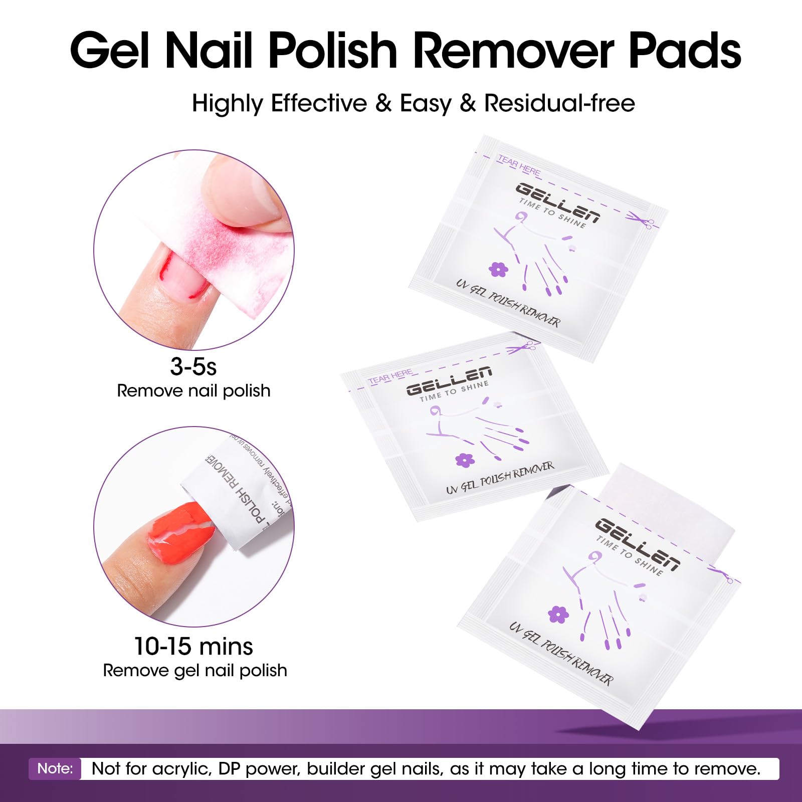 GELLEN Gel Polish Remover Pad Kit – 400 Pack, Acetone Pads + Alcohol Wipes, Travel Ready