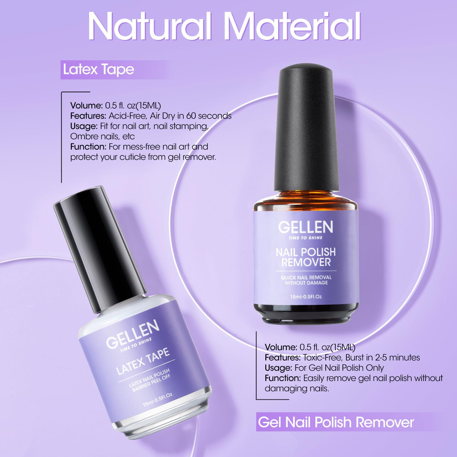GELLEN Gel Nail Polish Remover Kit – Gentle Gel Remover & Latex Barrier Tape