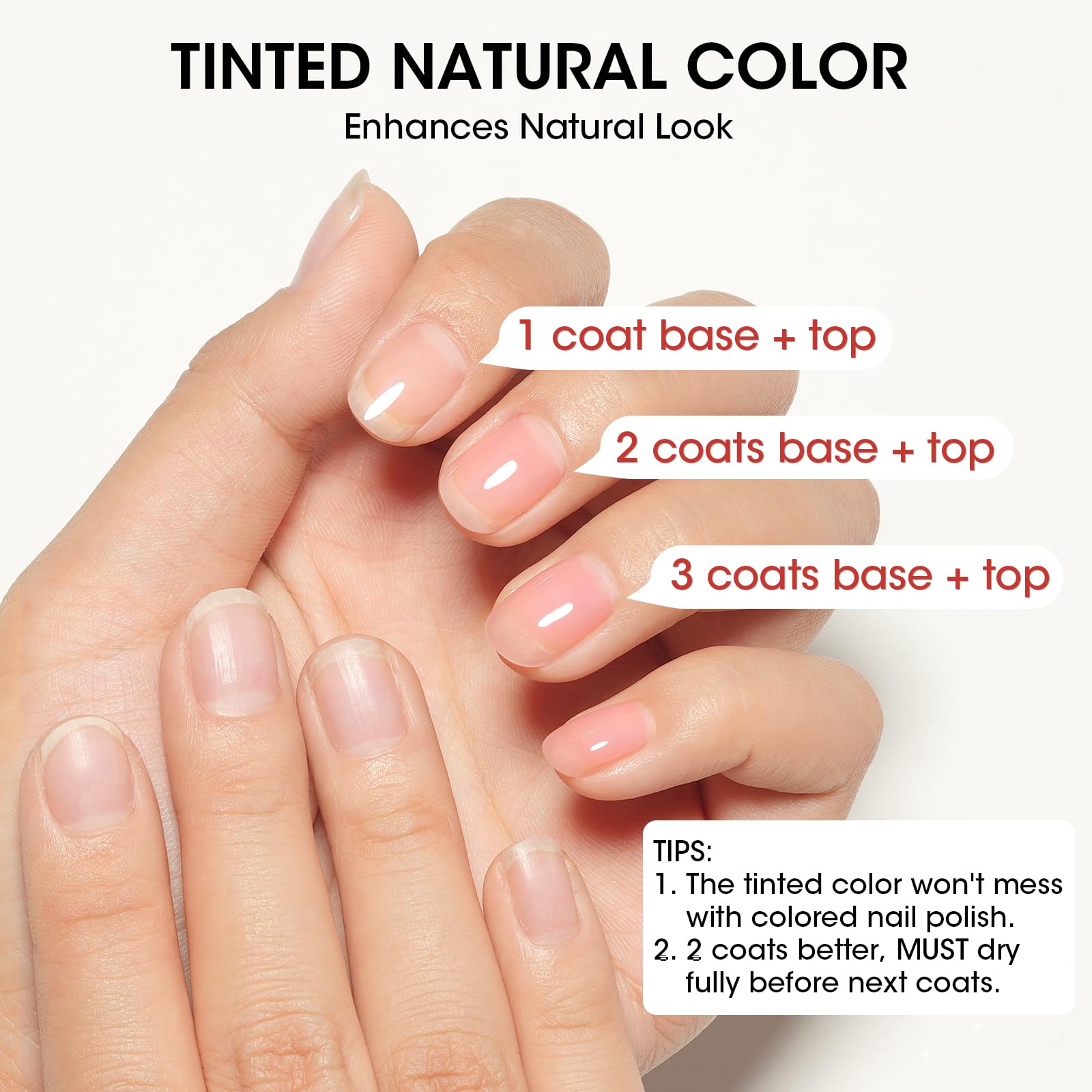 GELLEN Clear Ridge-Filling Base Coat – Sheer Pink Tint, Nourishing Protein & Shea Butter