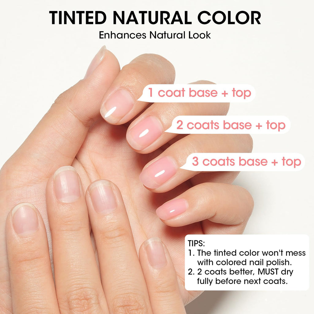 GELLEN Clear Nail Polish Ridge Filling Base Coat – Sheer Milky Pink, HEMA/TPO Free, Nourishing Ridge Filler