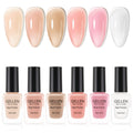 GELLEN Sheer Nude Jelly Nail Polish Set – 6 Colors, Quick Dry, 4-Free, HEMA-Free, Non-Toxic