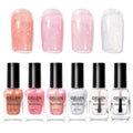 GELLEN Sheer Shimmer Pink Nail Polish & Clear Base Top Coat – 6-Piece Set, Quick-Dry, 4-Free