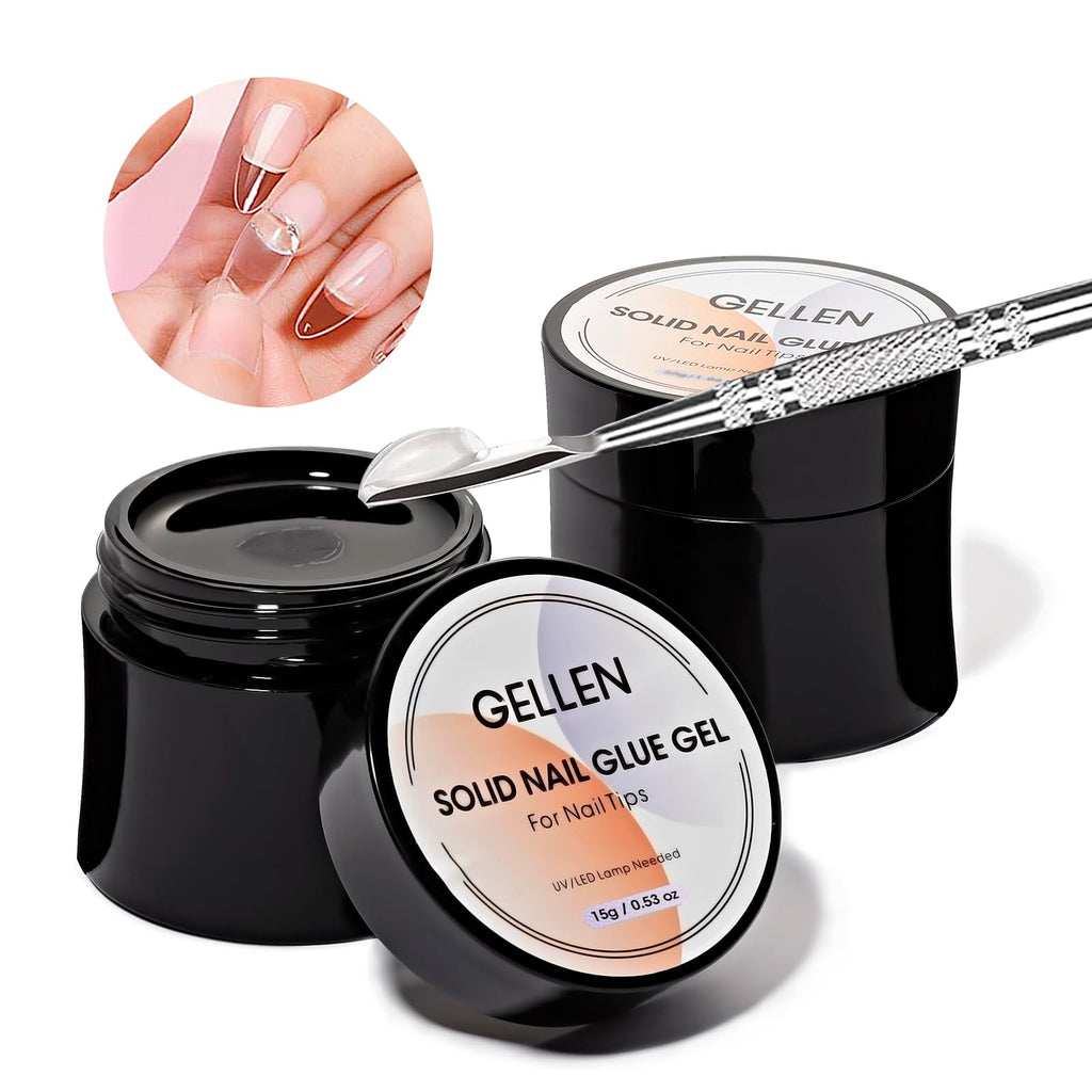 Gellen 2pc Solid Nail Glue Set – 15g Each, Clear, Quick Cure