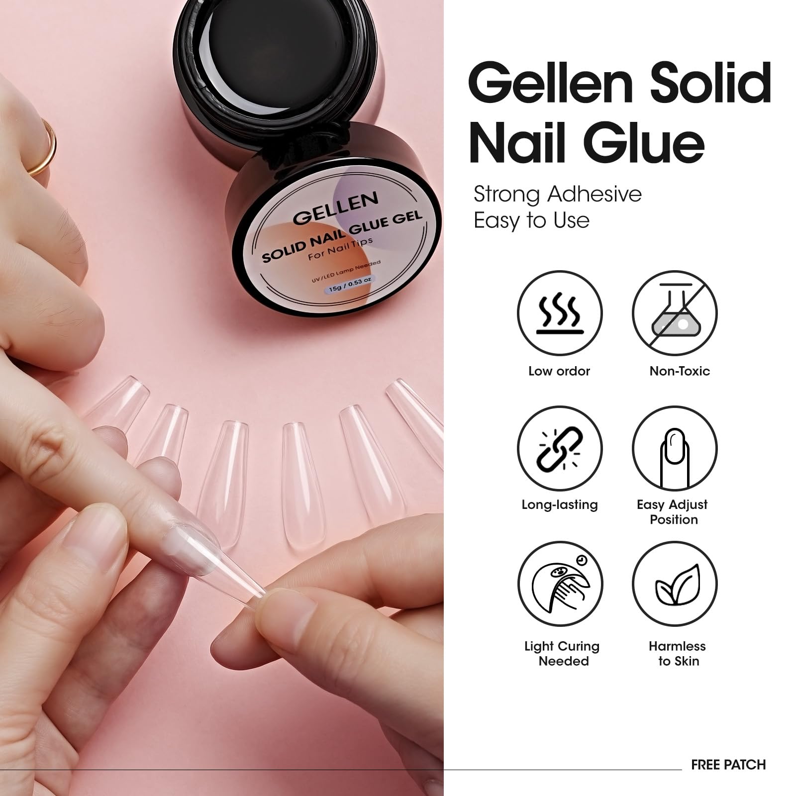 Gellen 2pc Solid Nail Glue Set – 15g Each, Clear, Quick Cure
