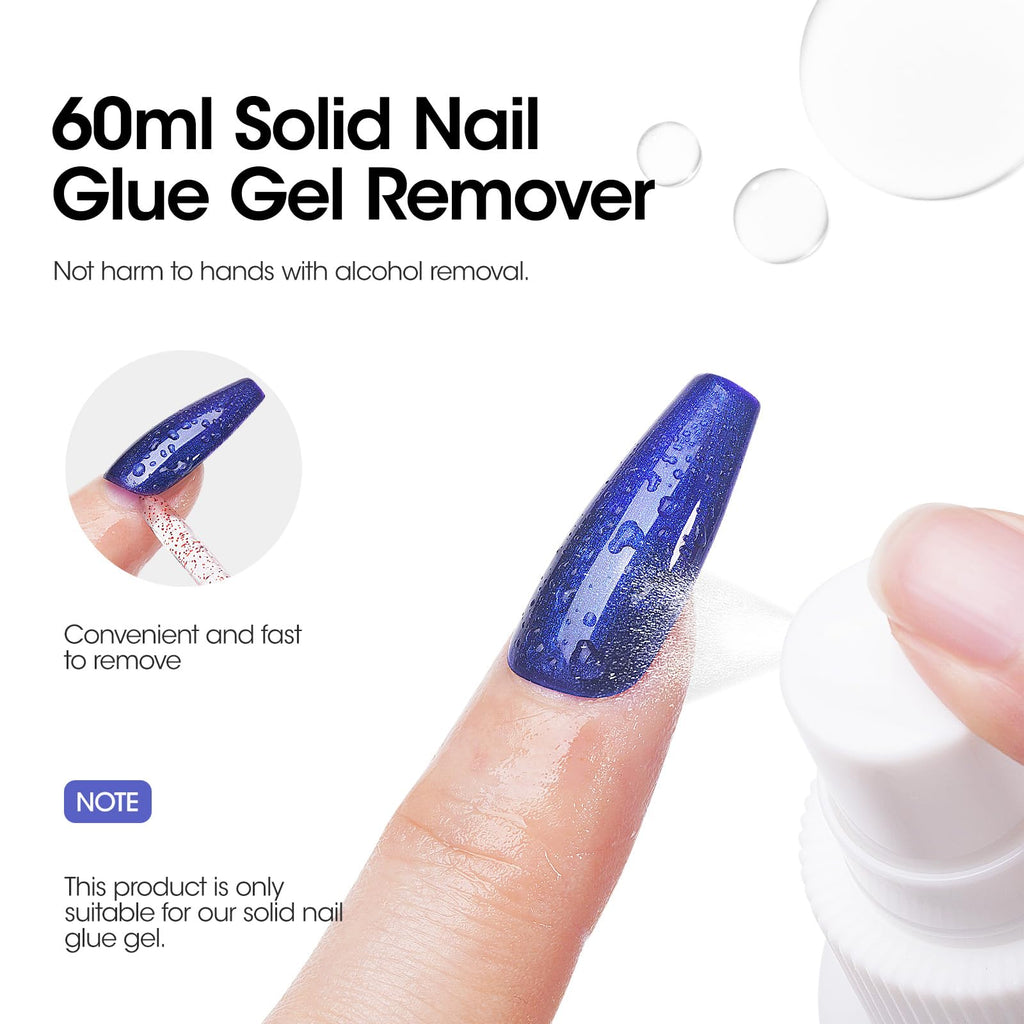 GELLEN Solid Nail Glue Set with Remover – 60ml Remover, 15g Gel for Tips & Press-Ons