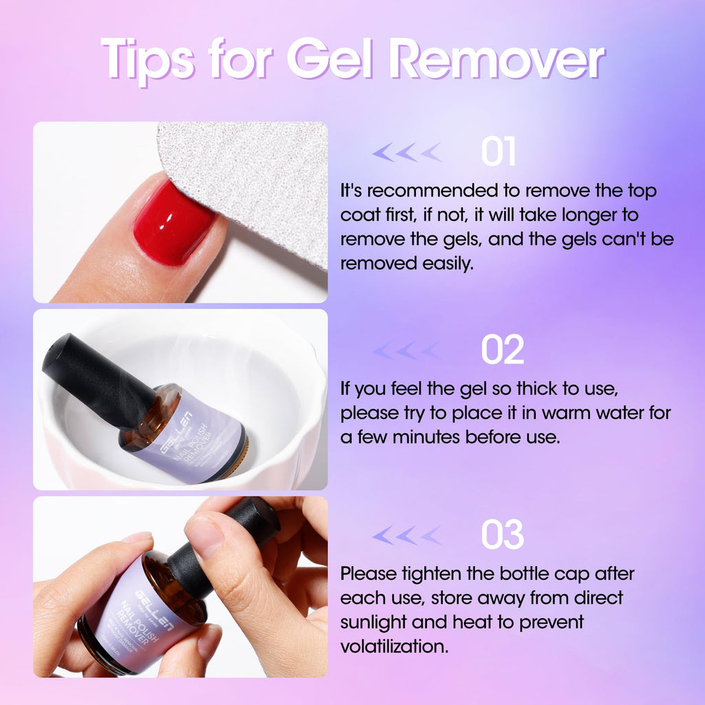 GELLEN Gel Nail Polish Remover Kit – 2-Pack Quick Gel Removal in 3-5 Minutes (No Foil Needed)