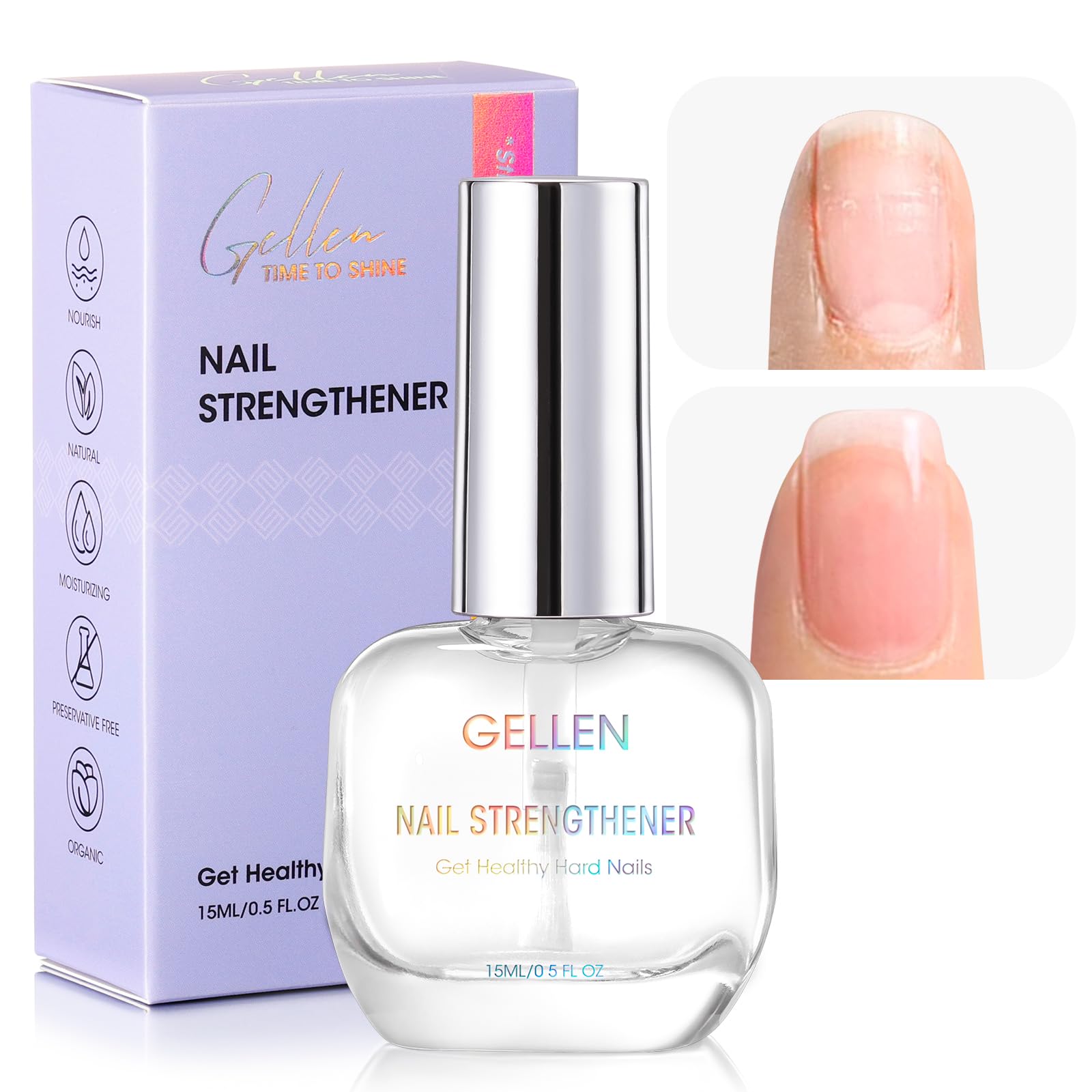 GELLEN Unscent Nail Strengthener – 8-in-1 Clear Nail Repair (15ml)