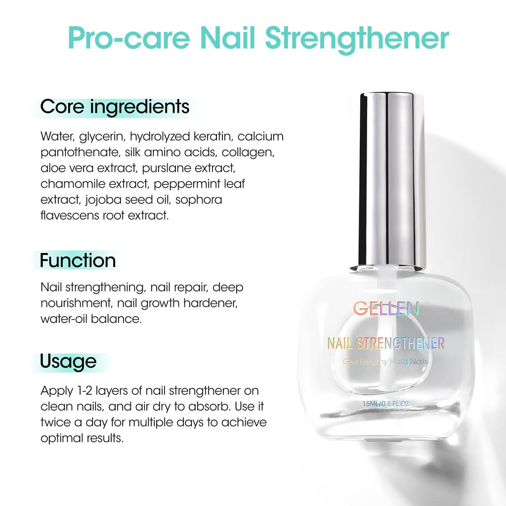 GELLEN Unscent Nail Strengthener – 8-in-1 Clear Nail Repair (15ml)