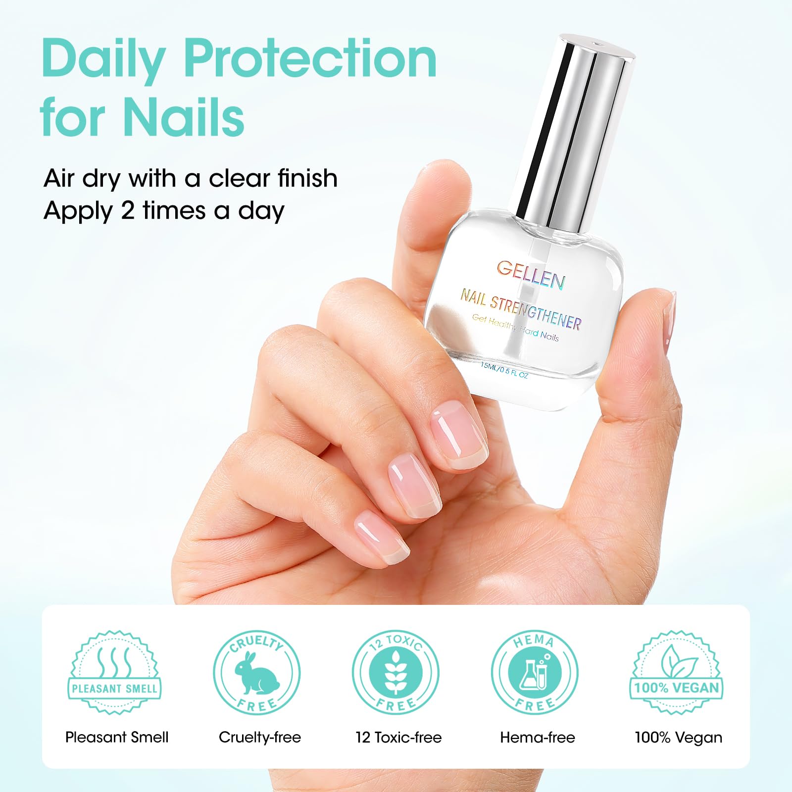 GELLEN Unscent Nail Strengthener – 8-in-1 Clear Nail Repair (15ml)
