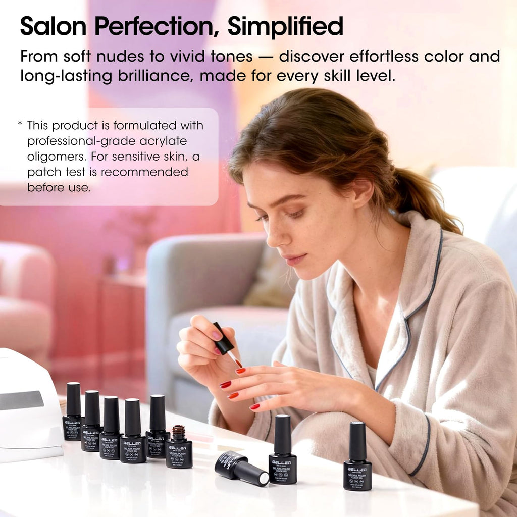 GELLEN Nude Gel Nail Polish Set – 20 Colors with Cat-Eye Top Coat & 3-Free Formula