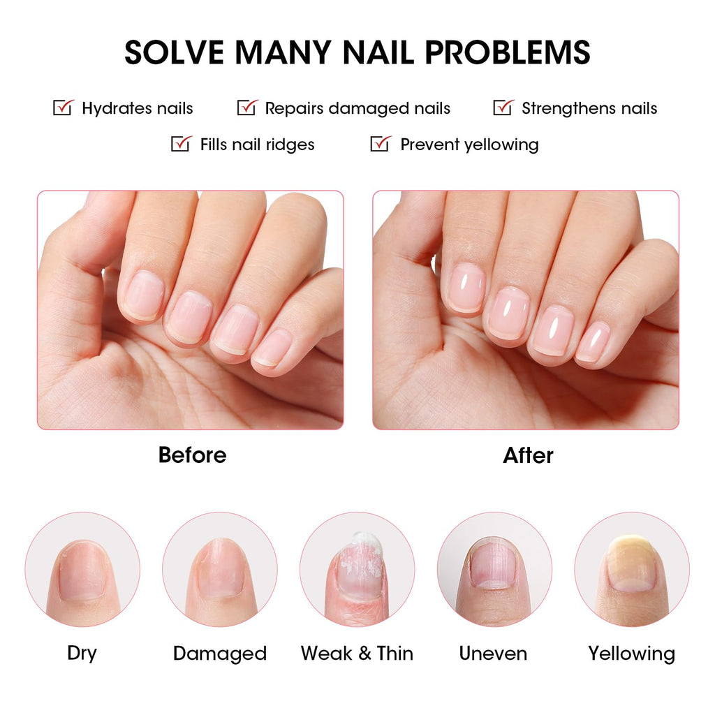 GELLEN Clear Nail Polish Ridge Filling Base Coat – Sheer Milky Pink, HEMA/TPO Free, Nourishing Ridge Filler