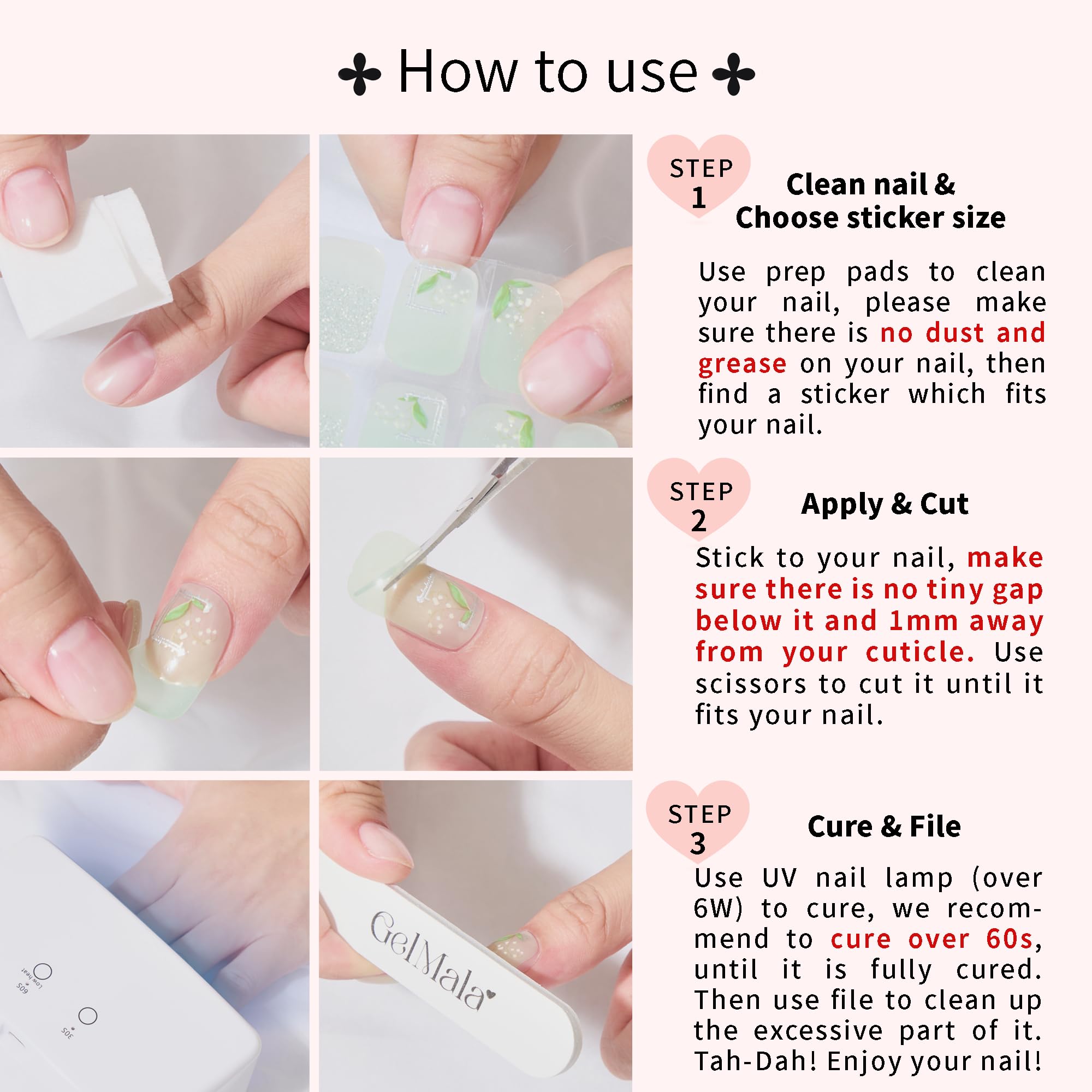 GelMala Oriental Design Semi-Cured Gel Nail Strips – Easy, Long-Lasting At-Home Manicure