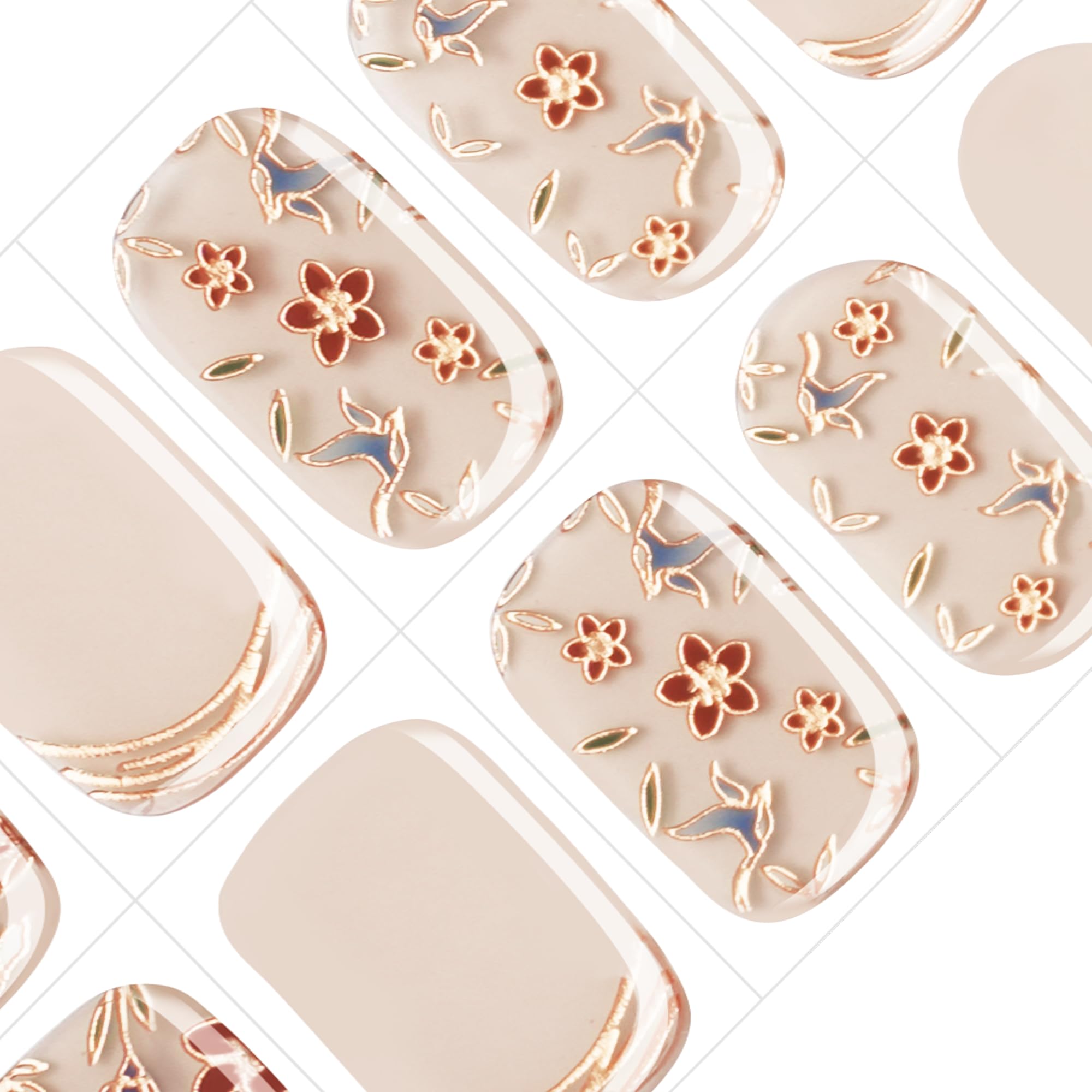 GelMala Oriental Design Semi-Cured Gel Nail Strips – Easy, Long-Lasting At-Home Manicure